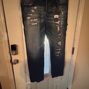 Men's Distressed Blue Jeans